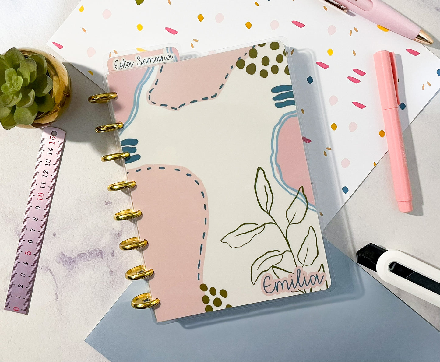 Cuaderno Discos abstracto botánico