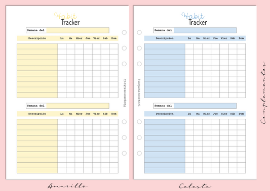 Insert A5 Habit tracker (Seguimiento de hábitos)