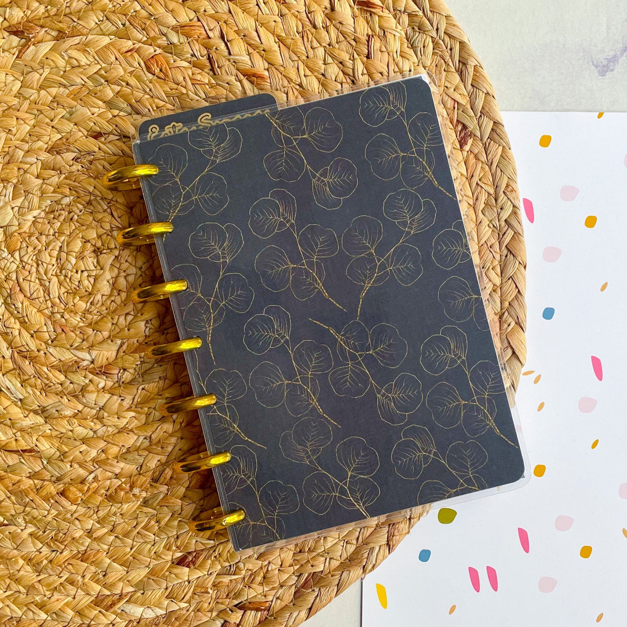 Cuaderno Discos negro con hojas