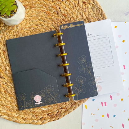 Cuaderno Discos negro con hojas