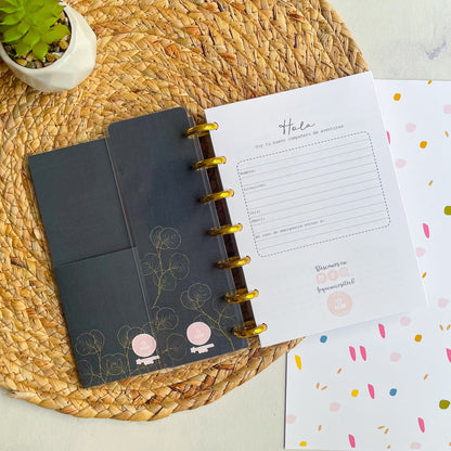 Cuaderno Discos negro con hojas