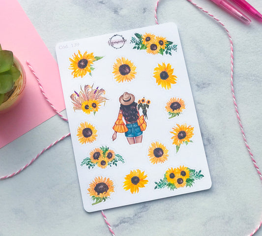 Sticker decorativo girasoles floral