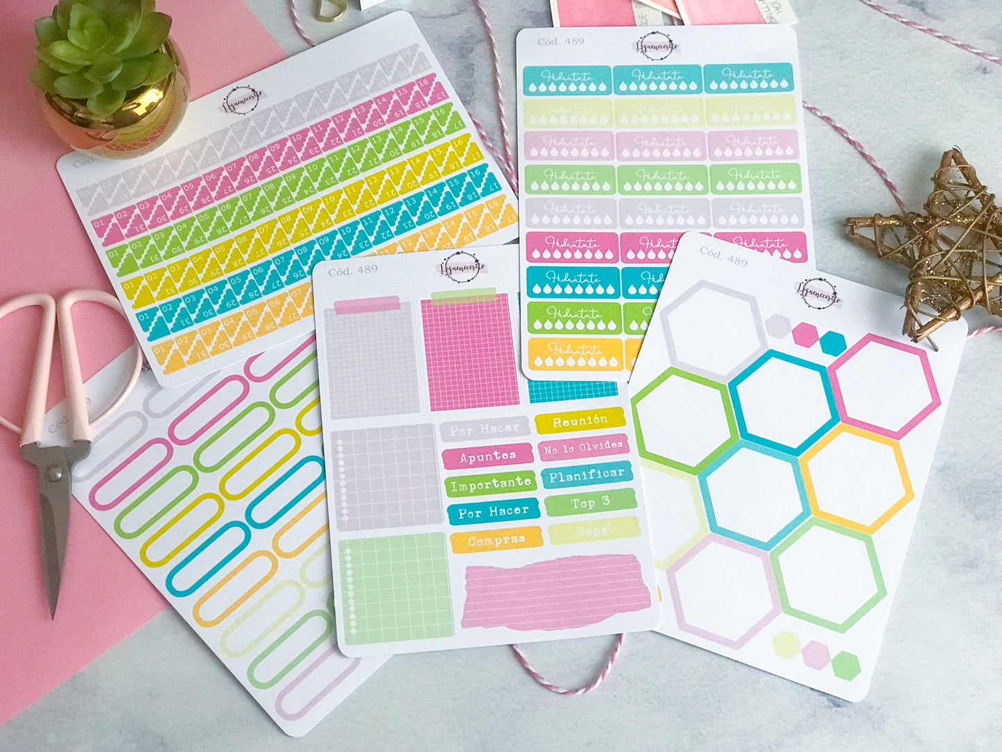 Pack sticker Esenciales para tu planner Summer P01 489
