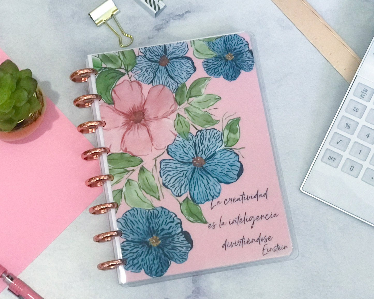 Cuaderno Discos floral zebra blue