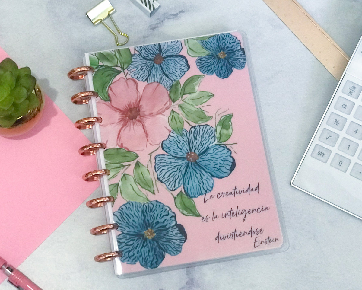 Cuaderno Discos floral zebra blue 04